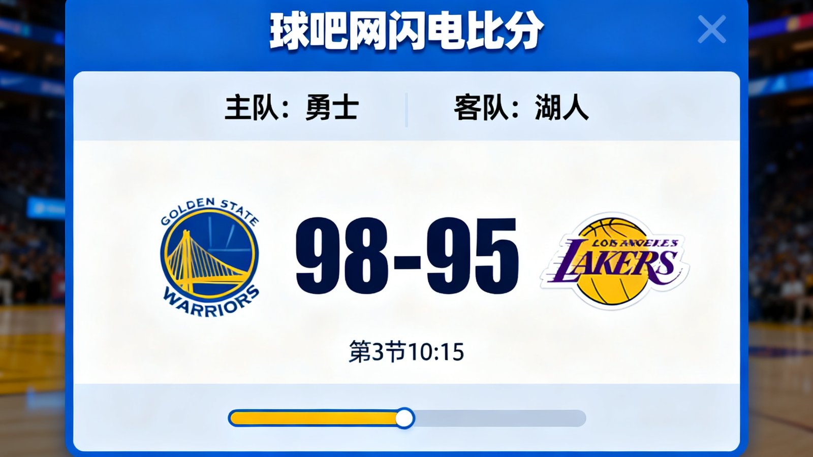 球吧网闪电比分功能，篮球比赛得分弹窗界面